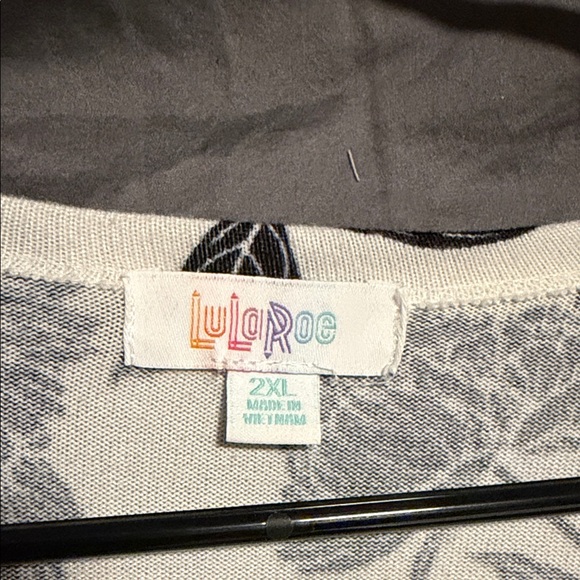 LuLaRoe Black and White Floral Cardigan - Picture 2 of 2